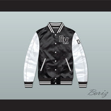 Load image into Gallery viewer, Dirty Money Black/ White Varsity Letterman Satin Bomber Jacket