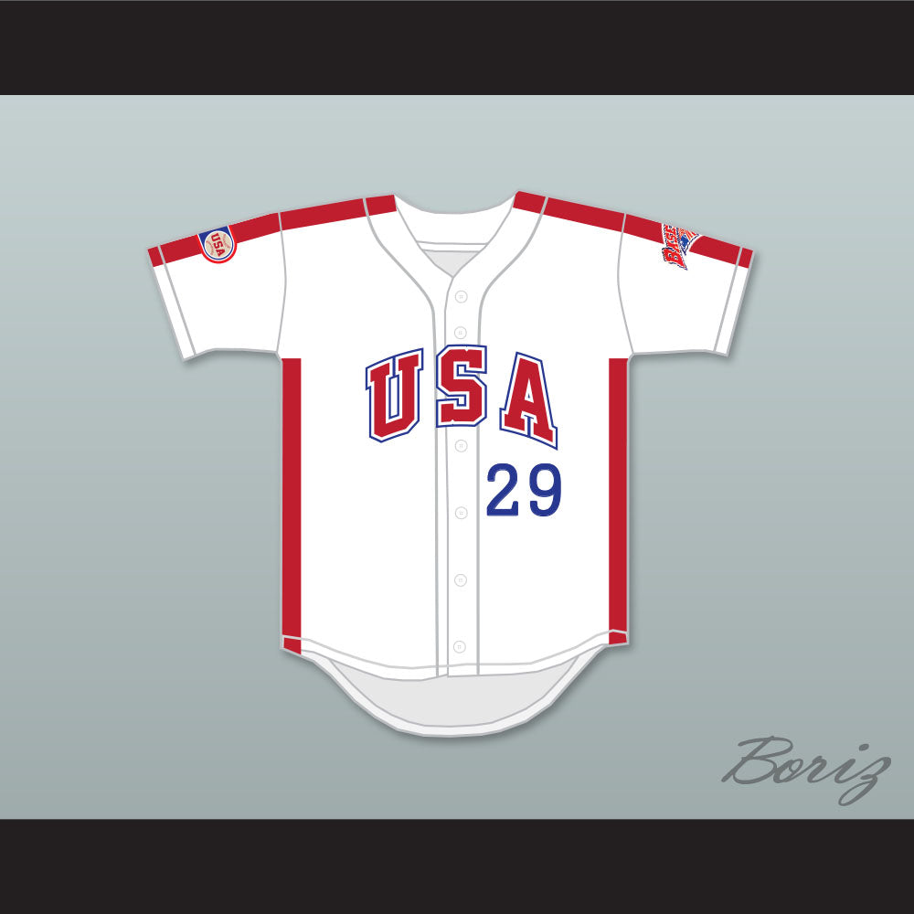 Don August 29 1984 USA Team White Button Down Baseball Jersey