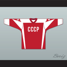Load image into Gallery viewer, Don Cheadle SNL Donald Trump 45 CCCP Red Hockey Jersey