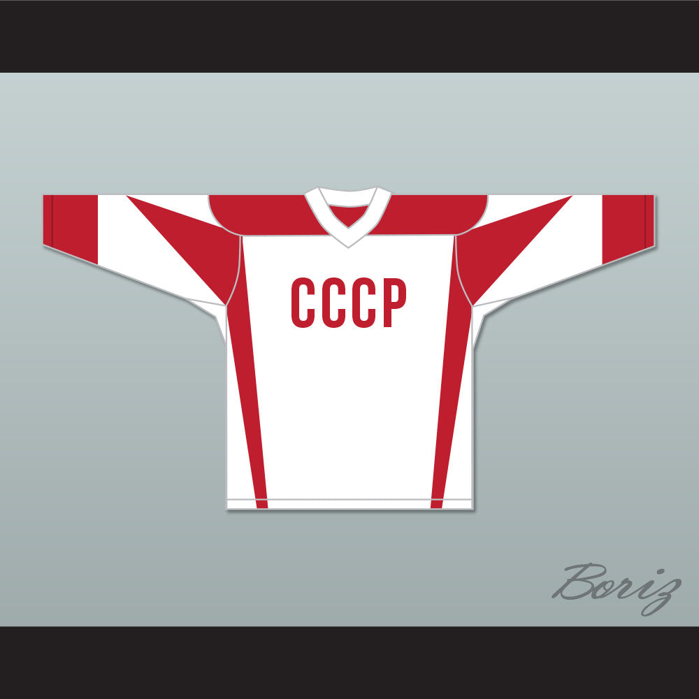Don Cheadle SNL Donald Trump 45 CCCP White Hockey Jersey