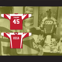 Load image into Gallery viewer, Don Cheadle SNL Donald Trump 45 USSA Red Hockey Jersey