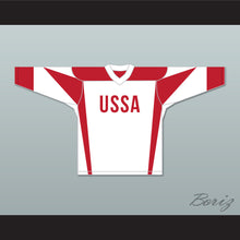 Load image into Gallery viewer, Don Cheadle SNL Donald Trump 45 USSA White Hockey Jersey