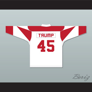 Don Cheadle SNL Donald Trump 45 USSA White Hockey Jersey