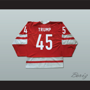Donald Trump 45 CCCP Russia Red Hockey Jersey Fake News