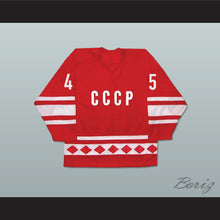 Load image into Gallery viewer, Donald Trump 45 CCCP Team Russia Red Hockey Jersey Fake News
