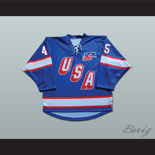Donald Trump 45 USA Blue Hockey Jersey