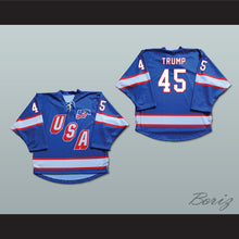 Load image into Gallery viewer, Donald Trump 45 USA Blue Hockey Jersey