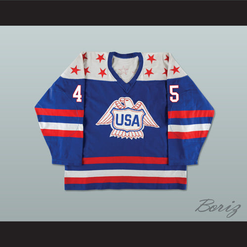 Donald Trump 45 USA Eagle Blue Hockey Jersey