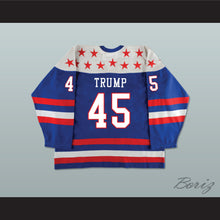 Load image into Gallery viewer, Donald Trump 45 USA Eagle Blue Hockey Jersey