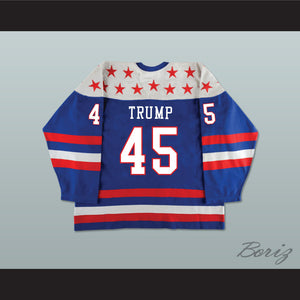 Donald Trump 45 USA Eagle Blue Hockey Jersey