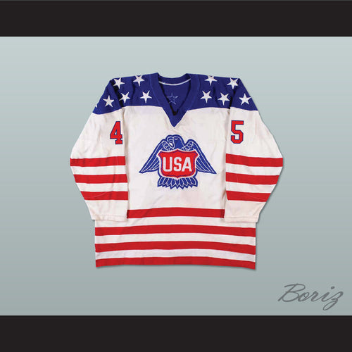 Donald Trump 45 USA Eagle White Hockey Jersey