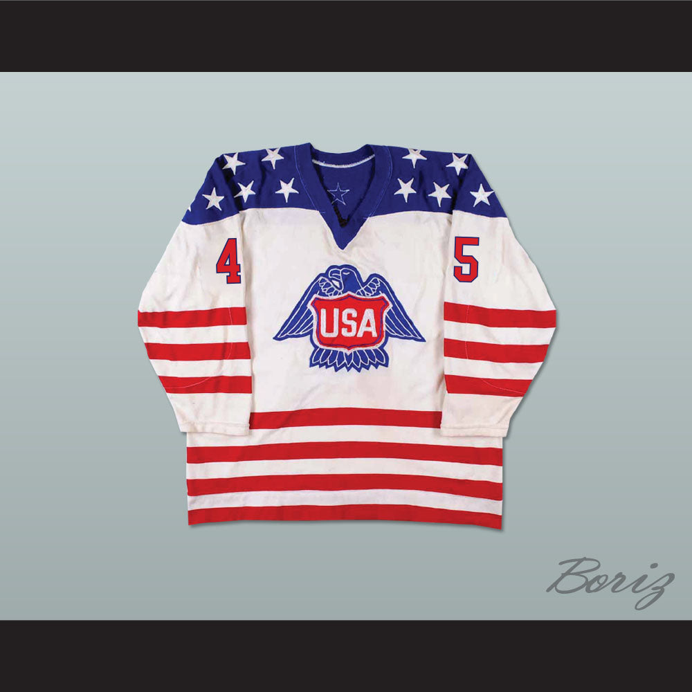 Donald Trump 45 USA Eagle White Hockey Jersey
