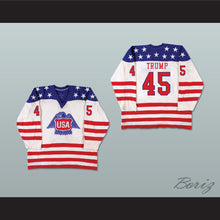 Load image into Gallery viewer, Donald Trump 45 USA Eagle White Hockey Jersey