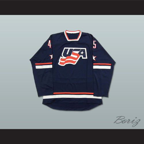 Donald Trump 45 USA Navy Blue Hockey Jersey