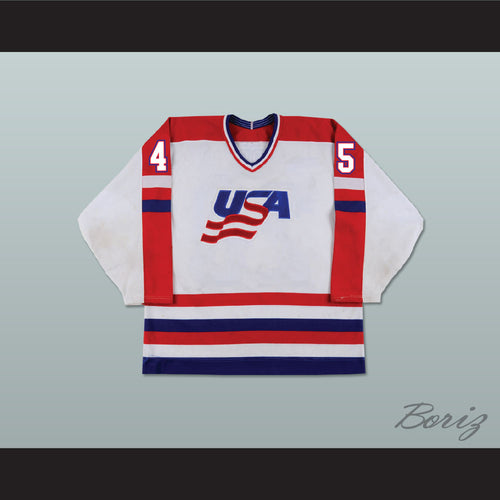 Donald Trump 45 Team USA White Hockey Jersey