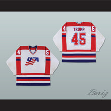 Load image into Gallery viewer, Donald Trump 45 Team USA White Hockey Jersey