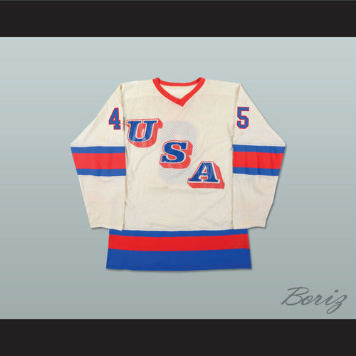 Donald Trump 45 USA National Team White Hockey Jersey