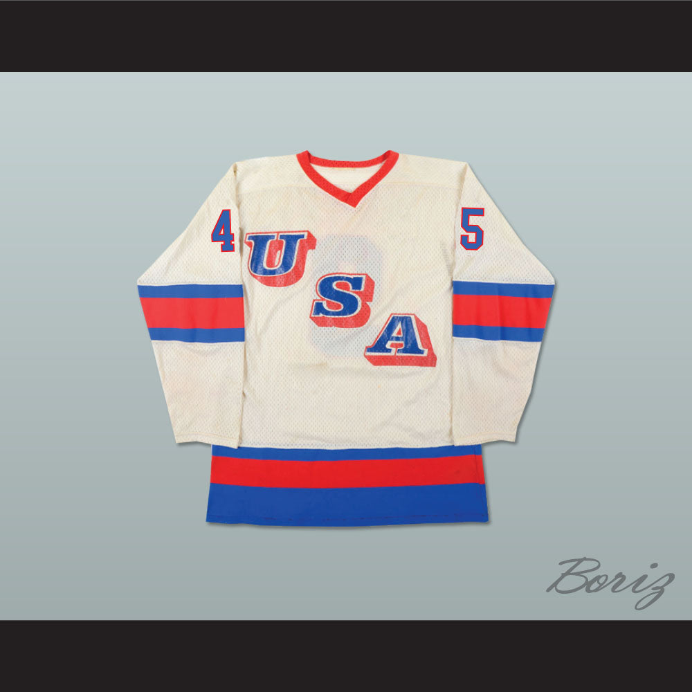 Donald Trump 45 USA National Team White Hockey Jersey