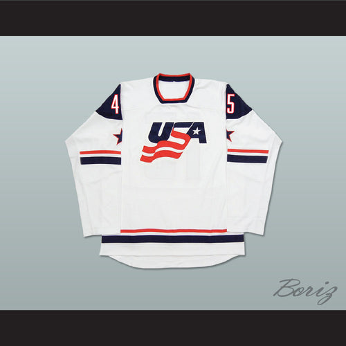 Donald Trump 45 USA White Hockey Jersey