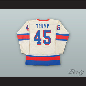Donald Trump 45 USA National Team White Hockey Jersey