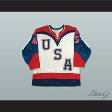 Load image into Gallery viewer, Donald Trump 45 USA Tie Down White Hockey Jersey