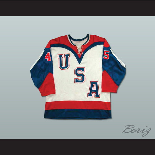 Donald Trump 45 USA Tie Down White Hockey Jersey