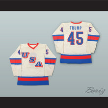 Load image into Gallery viewer, Donald Trump 45 USA National Team White Hockey Jersey