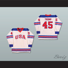 Load image into Gallery viewer, Donald Trump 45 USA Retro Style White Hockey Jersey