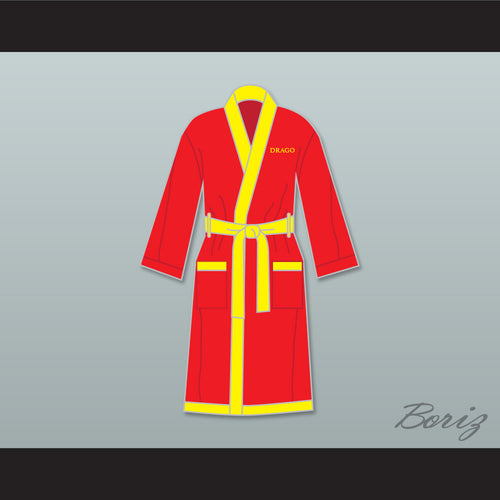 Ivan Drago Russian Red Satin Full Boxing Robe