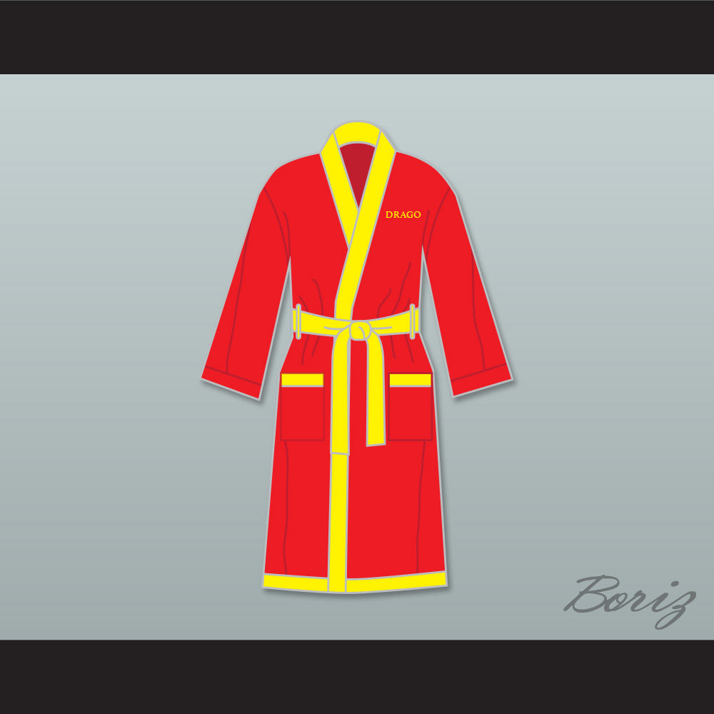 Ivan Drago Russian Red Satin Full Boxing Robe