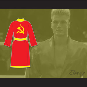 Ivan Drago Russian Red Satin Full Boxing Robe