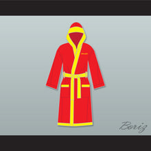 Load image into Gallery viewer, Ivan Drago Russian Red Satin Full Boxing Robe with Hood