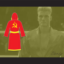 Load image into Gallery viewer, Ivan Drago Russian Red Satin Full Boxing Robe with Hood
