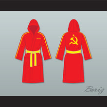 Load image into Gallery viewer, Ivan Drago Russia Red Satin Full Boxing Robe with Hood