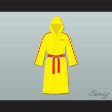 Load image into Gallery viewer, Ivan Drago Russia Yellow Satin Full Boxing Robe with Hood