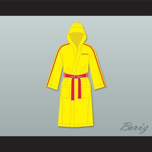 Ivan Drago Russia Yellow Satin Full Boxing Robe with Hood
