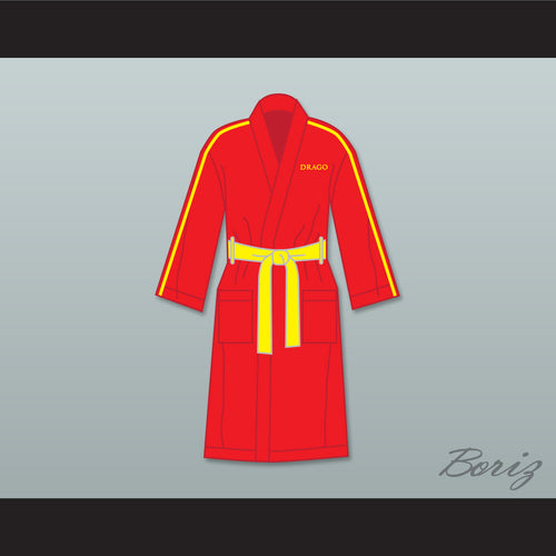 Ivan Drago Russia Red Satin Full Boxing Robe