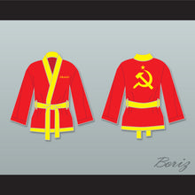 Load image into Gallery viewer, Ivan Drago Russian Red Satin Half Boxing Robe