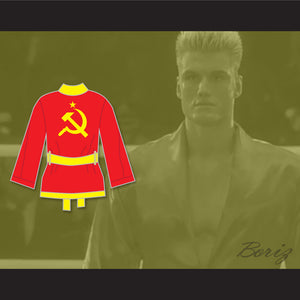 Ivan Drago Russian Red Satin Half Boxing Robe