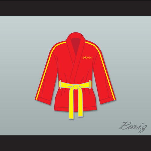 Ivan Drago Russia Red Satin Half Boxing Robe