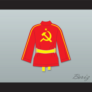Ivan Drago Russia Red Satin Half Boxing Robe