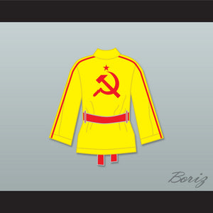 Ivan Drago Russia Yellow Satin Half Boxing Robe