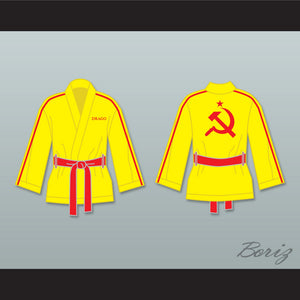 Ivan Drago Russia Yellow Satin Half Boxing Robe