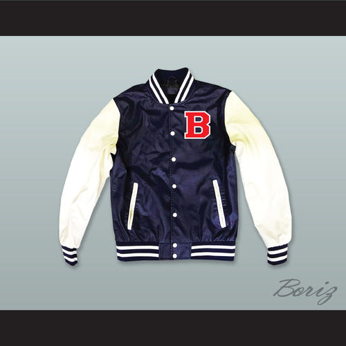Drake SNL Teen Wolf Navy Blue and White Lab Leather Varsity Letterman Jacket