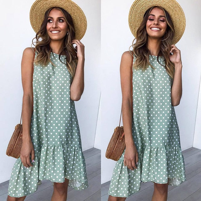 Dress summer dresses 2020 wave point casual loose sleeveless button Europes and American hot sell women dress vestidos ONY101112