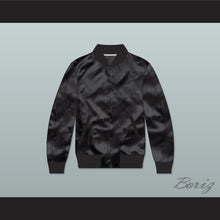 Load image into Gallery viewer, Driver Scorpion Black Varsity Letterman Satin Bomber Jacket