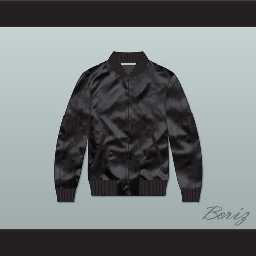 Driver Scorpion Black Varsity Letterman Satin Bomber Jacket