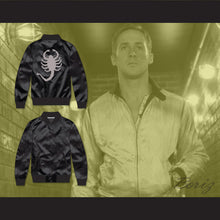 Load image into Gallery viewer, Driver Scorpion Black Varsity Letterman Satin Bomber Jacket