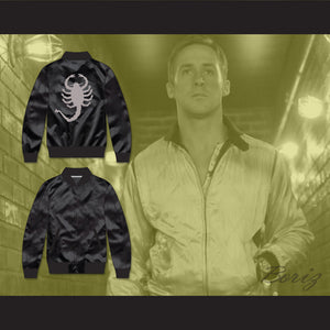 Driver Scorpion Black Varsity Letterman Satin Bomber Jacket