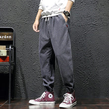 Load image into Gallery viewer, Dropshipping Japanese Streetwear Men'S Striped Harem Trousers 2020 Autumn Man Cargo Pants Black Casual Baggy Pants Plus Size